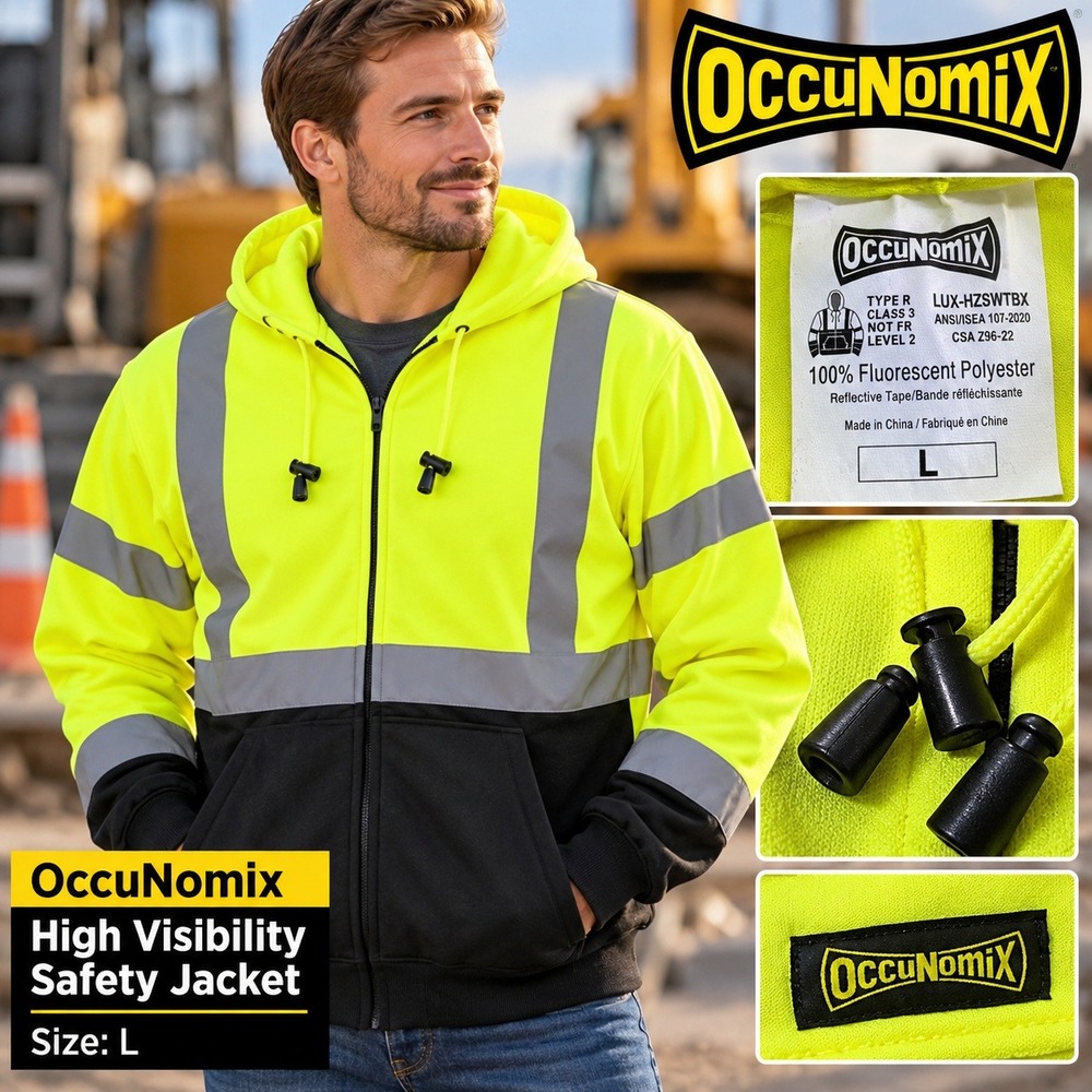 OccuNomix High Visibility Safety Jacket LUX-HZSWTBX Class 3 Yellow Black Large